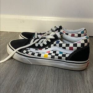 Vans old skool rainbow checkered board shoes